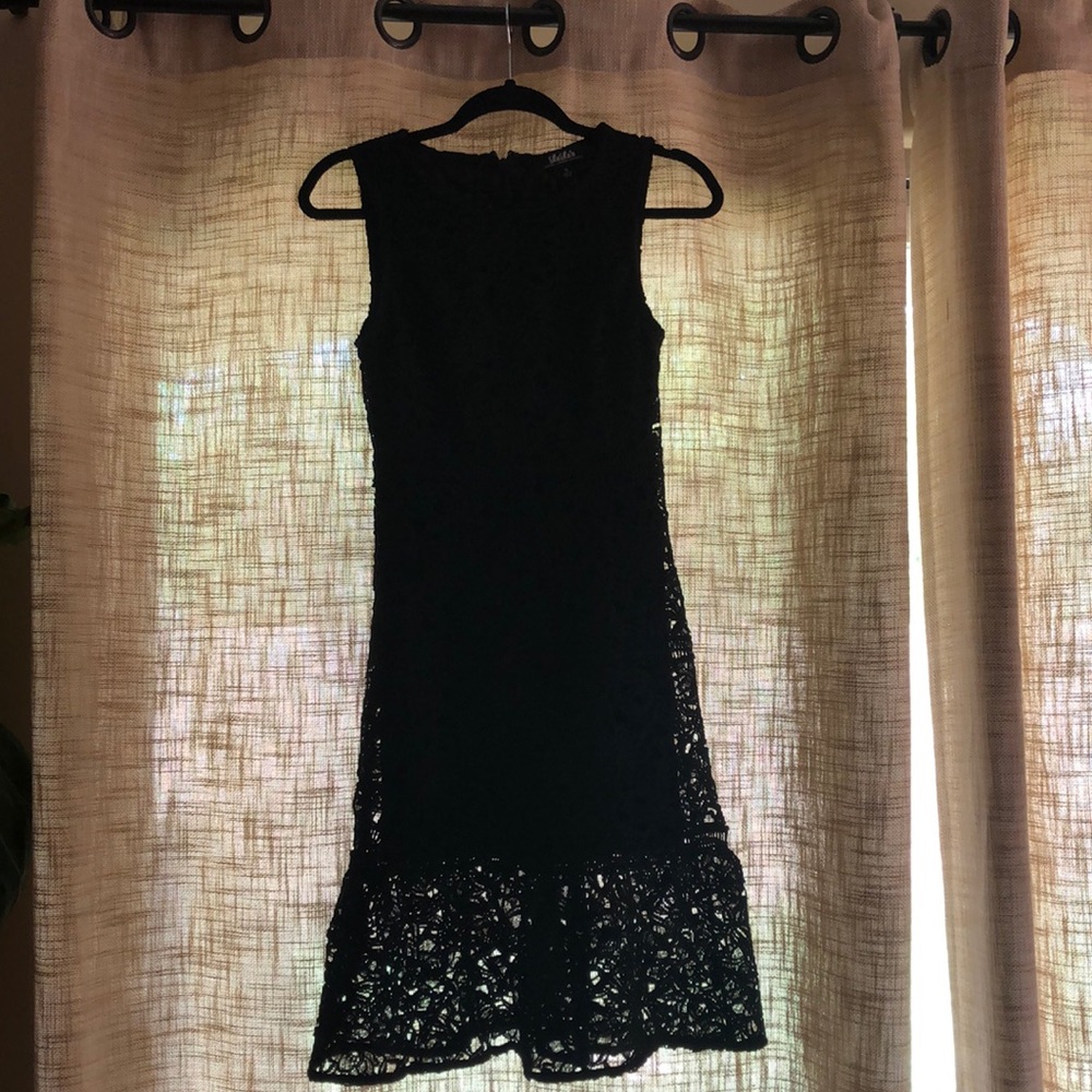 Lulu's black lace midi dress with flare